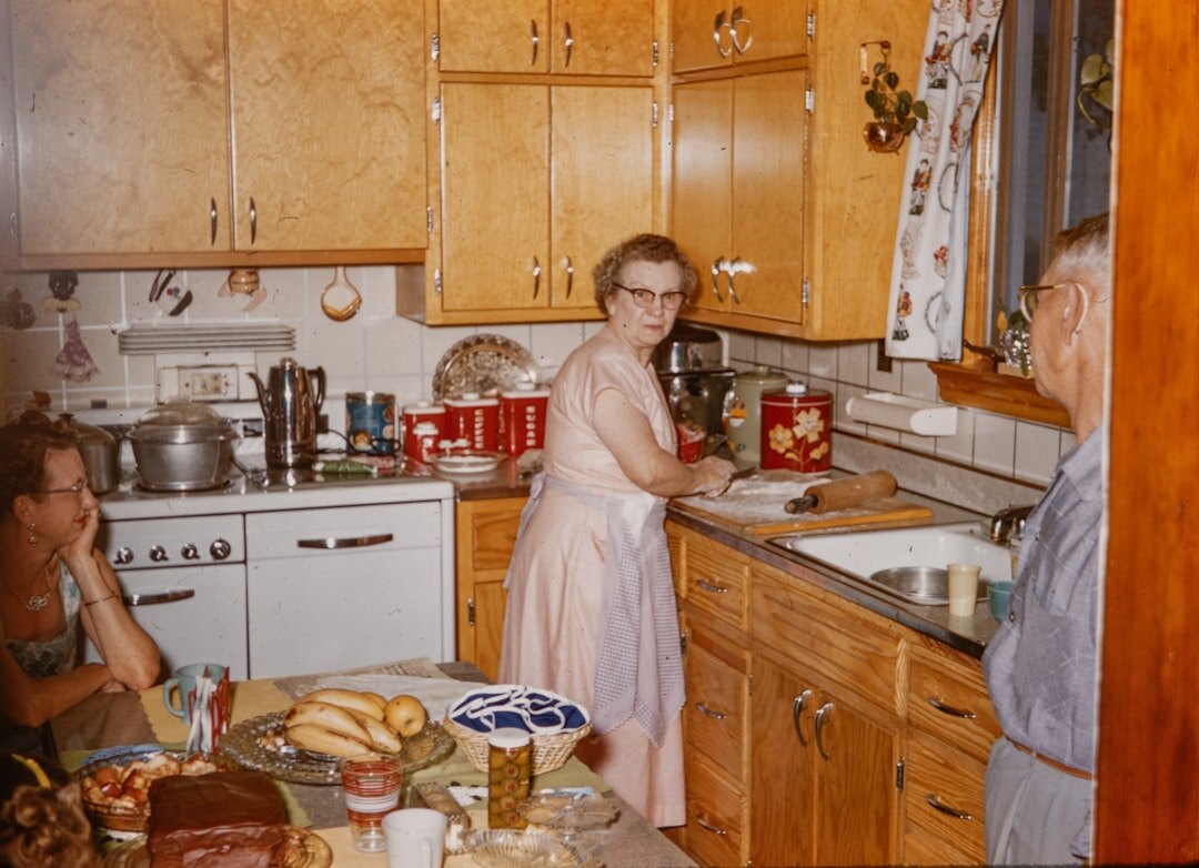 woman baking cake in kitchen