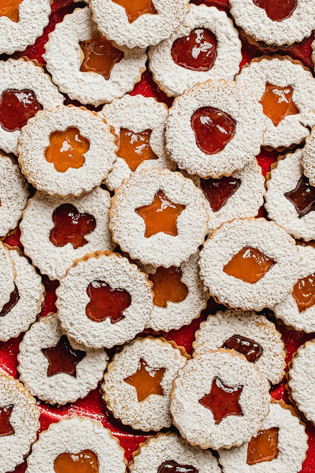 Traditional Czech Christmas cookies cukroví arranged on a plate
